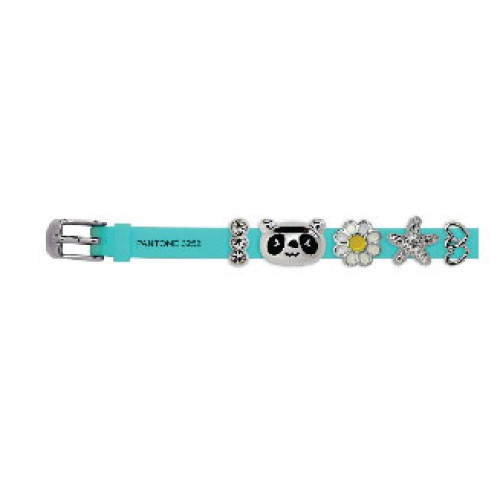BIOJOUX BJB001 MIX1 - Charms - Aqua Zinc Alloy Rhodium Plated Silicon Bracelet 0017509