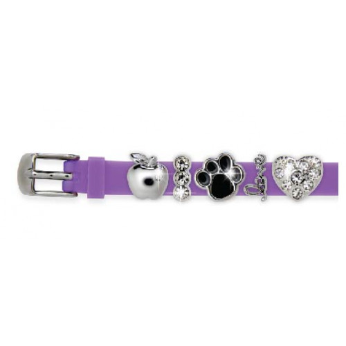 BIOJOUX BJB002 MIX2 - Charms - Lilac Zinc Alloy Rhodium Plated Silicon Bracelet 0017510