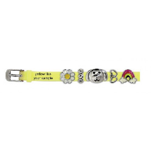 BIOJOUX BJB003 MIX3 - Charms - Yellow Zinc Alloy Rhodium Plated Silicon Bracelet 0017511
