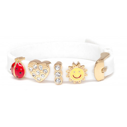 BIOJOUX BJB009 Bracelet In Silicone Color Glitter White With 4 GP Charms 0031156