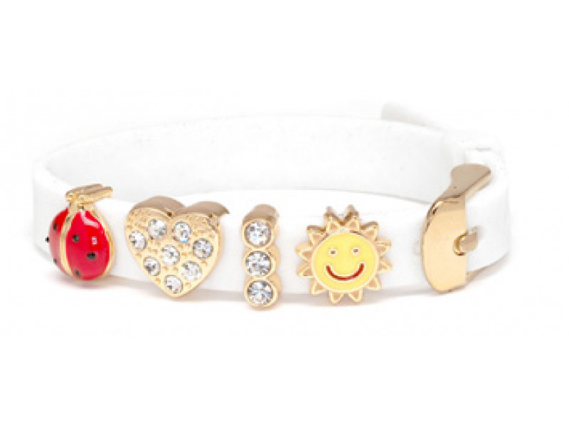 BIOJOUX BJB009 Bracelet In Silicone Color Glitter White With 4 GP Charms 0031156