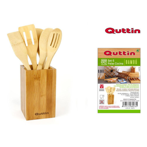 QUTTIN BQ01018668076 Σετ Εργαλείων Μαγειρικής  με Κουτάλες και Βάση από Bamboo 5 τμχ 0031250